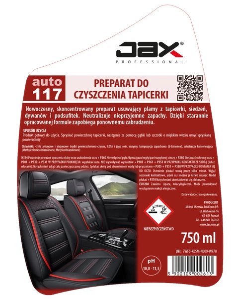 JAX 117 Preparat do czyszczenia tapicerki 750ml - usuwa plamy