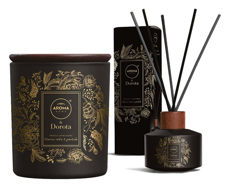 Aroma Zestaw Patyczki zapachowe + Świeca Czarna Róża Paczula