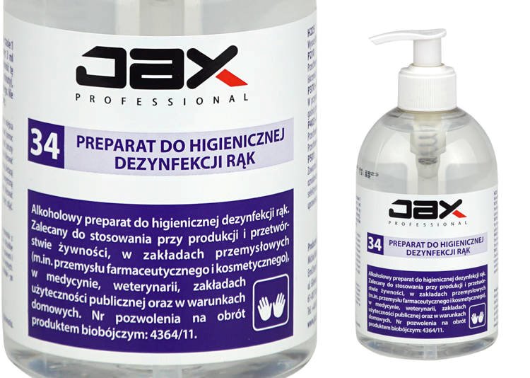 JAX 34 płyn do rąk 500ml - do dezynfekcji rąk Szpital Dom