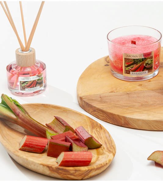 AROMA Zestaw Świeca + Patyczki Zapachowe RABARBAR Zapach lata
