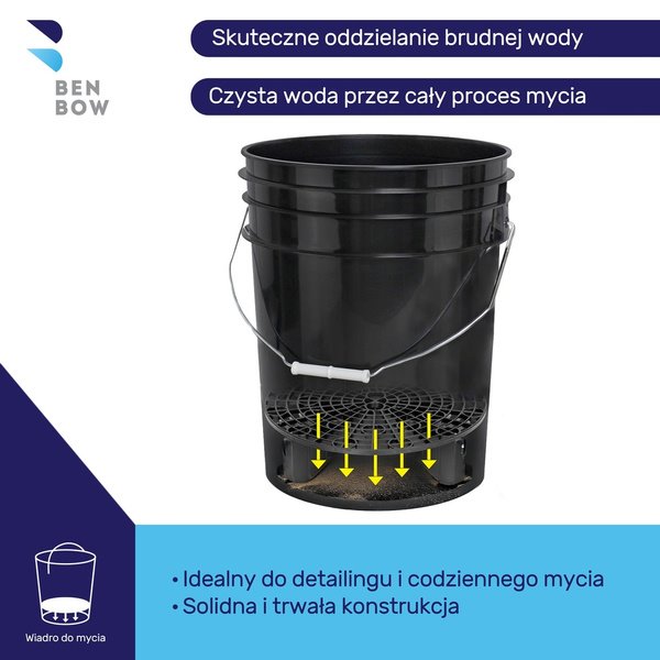 Wiadro detailingowe czarne 20L + separator