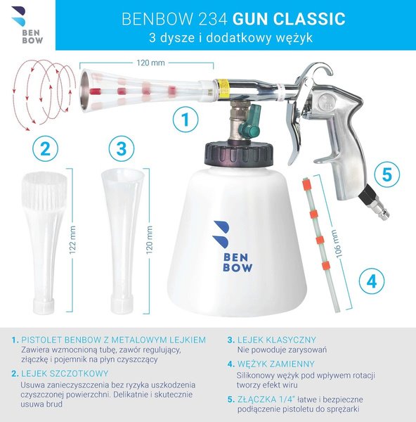 BenBow 234 Classic - pistolet czyszczący z 3x dyszą zestaw