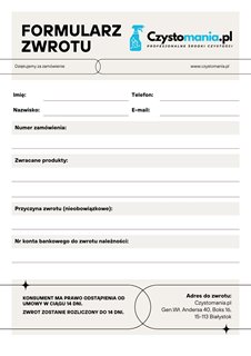 Formularz zwrotu