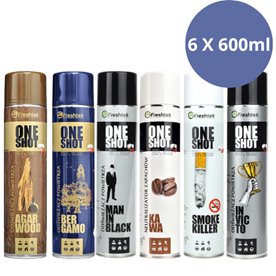 Zestaw odświeżaczy OneShot Freshtek 6x600ml | Zapachy do męskich pomieszczeń