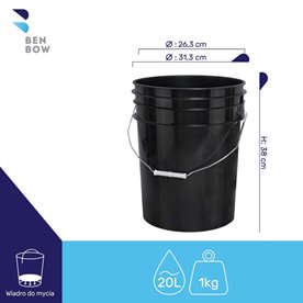 Wiadro detailingowe czarne 20L + separator