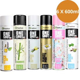 Zestaw MIX odświeżaczy Freshtek ONEShot 6X600ml - codzienne zapachy