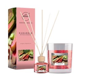 AROMA Zestaw Świeca + Patyczki Zapachowe RABARBAR Zapach lata