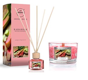 AROMA Zestaw Świeca + Patyczki Zapachowe RABARBAR Zapach lata